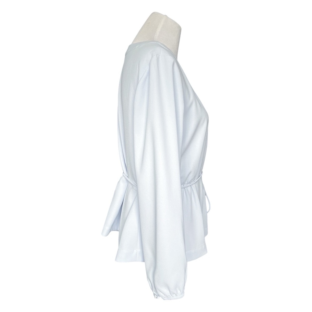 J. Crew Drapey crepe faux-wrap top Women’s 18 Light Blue - Picture 5 of 7